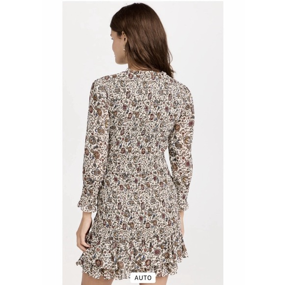 Veronica Beard Farha Dress Mini Short 3/4 Long Sleeve Floral Smocked Ruffle Sz 2